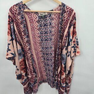 Gypsy Love Blush Rayon Made in India Open Cardigan Duster Size Large NWOT